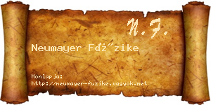 Neumayer Füzike névjegykártya